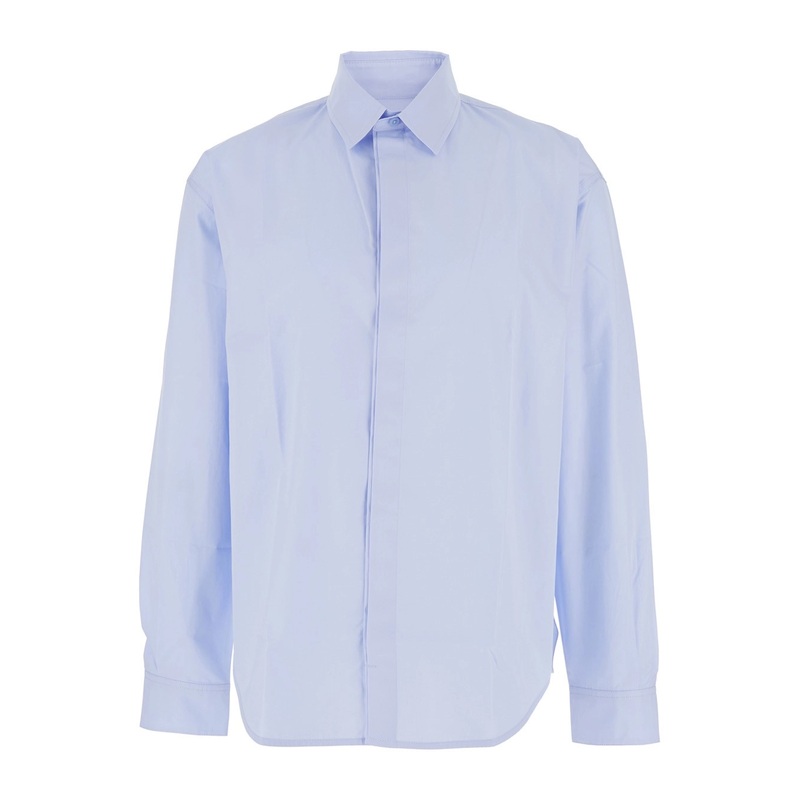 ‘Simon’ Light Blue Shirt with Logo Lettering on the Front in Cotton Man