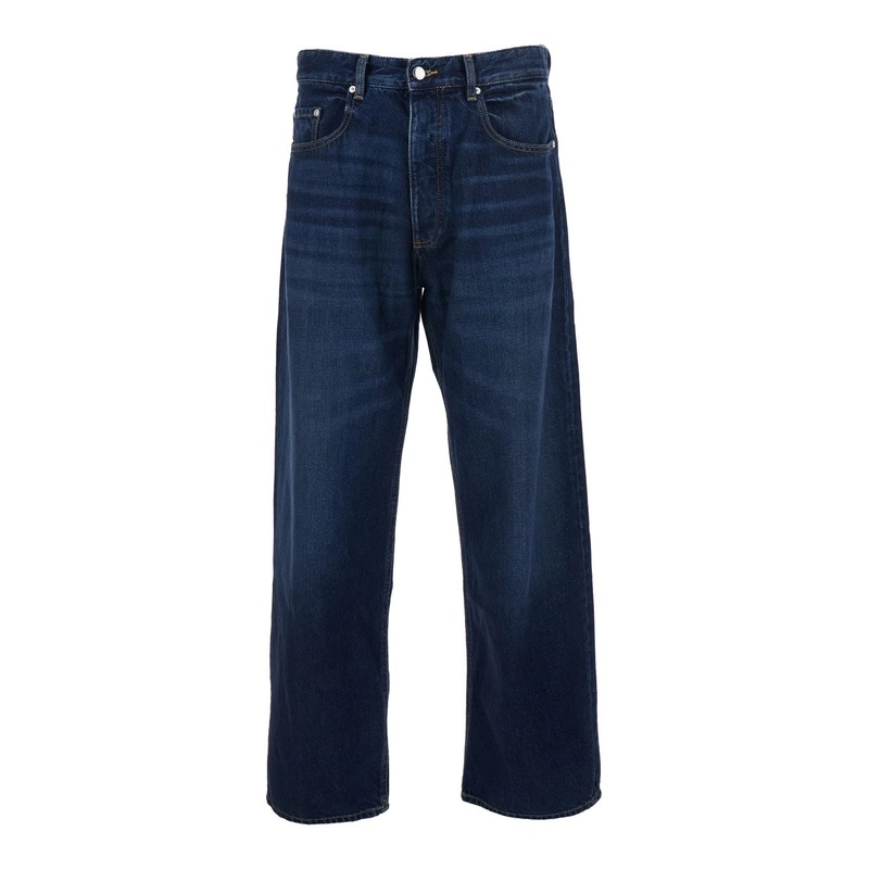 ‘Will’ Blue 5-Pocket Jeans with Logo Patch in Cotton Denim Man