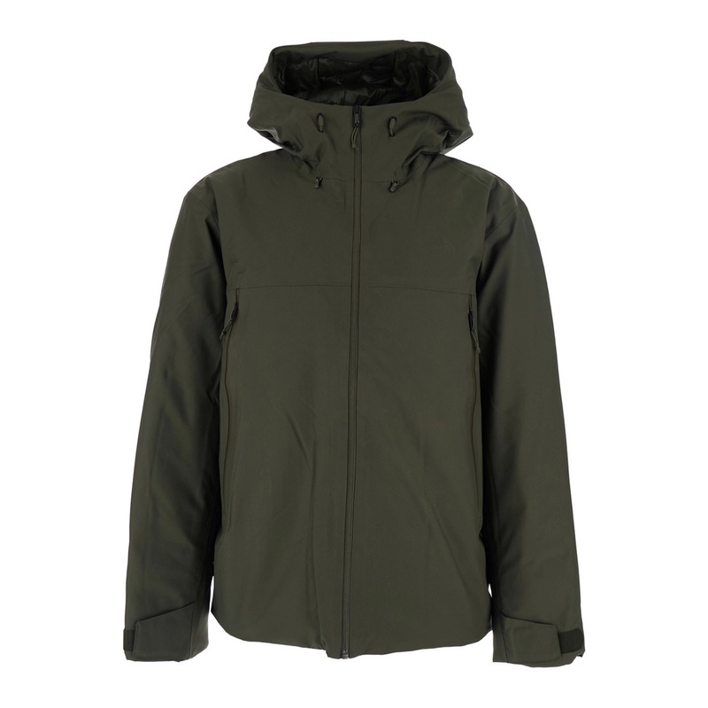 Green Jacket with Drawstring Hood in Tech Fabric Man