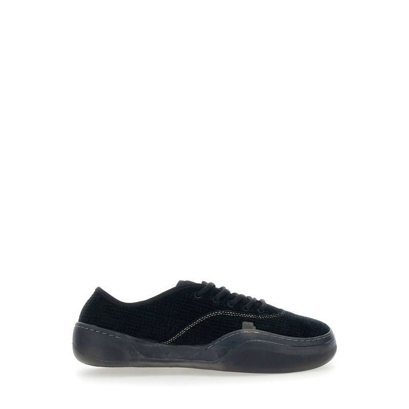 ‘Low Skate Mule’ Black Low-Top Sneaker with Side Logo in Cotton Man