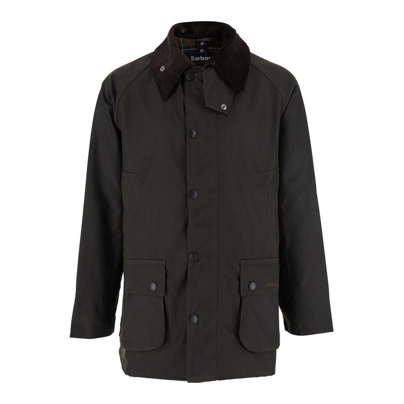 ‘Bedale’ Green Jacket with Embroidered Logo on the Front in Tech Fabric Man