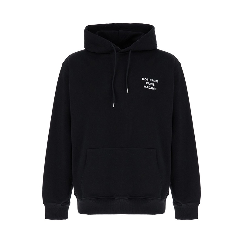 Black Hoodie with Logo in Cotton Man