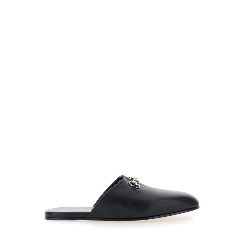 Black Mule with Horsebit on the Front in Smooth Leather Man