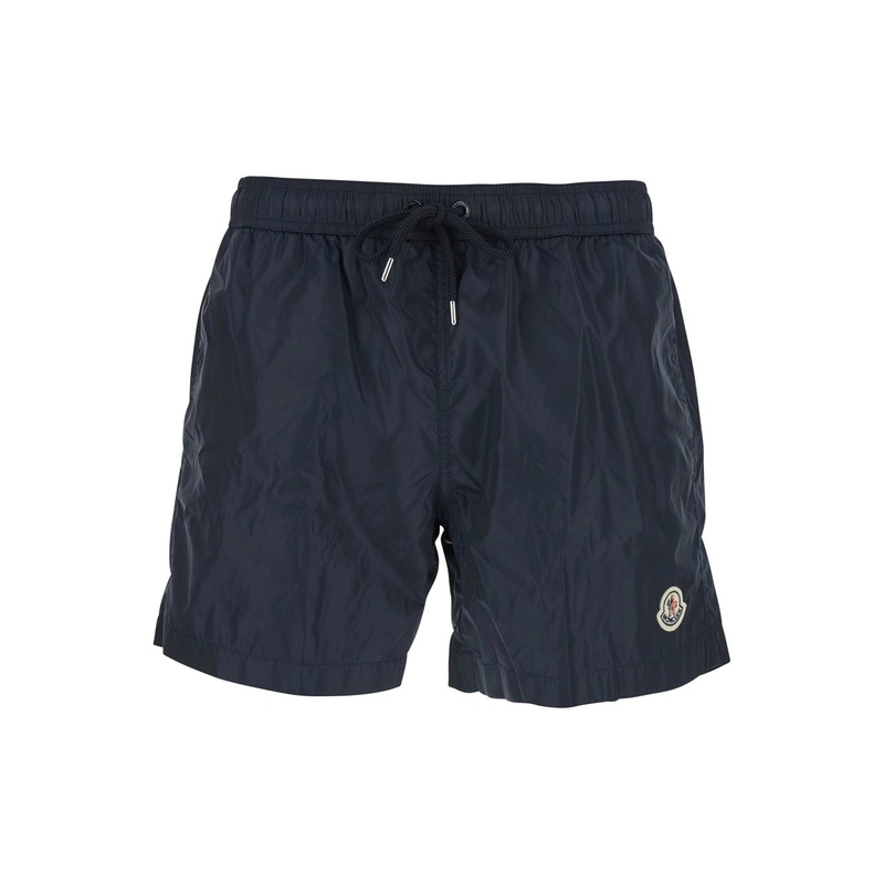 Blue Swimsuit with Logo Patch on the Front in Tech Fabric Man