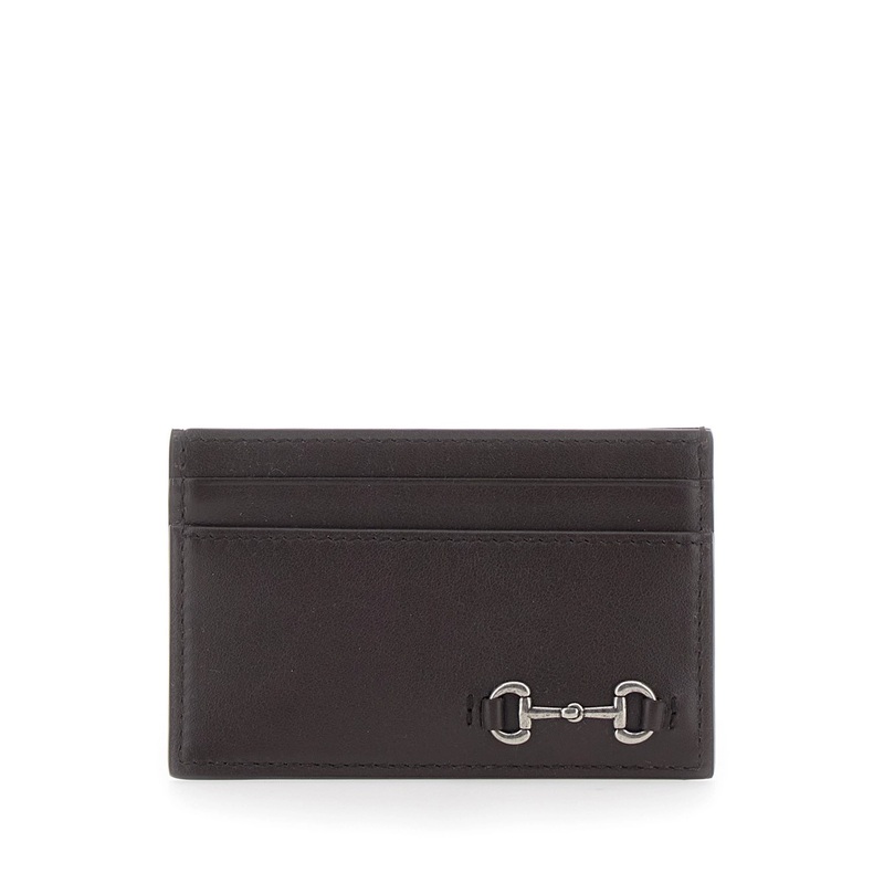 Brown Card Holder with Horsebit on the Front in Leather Man