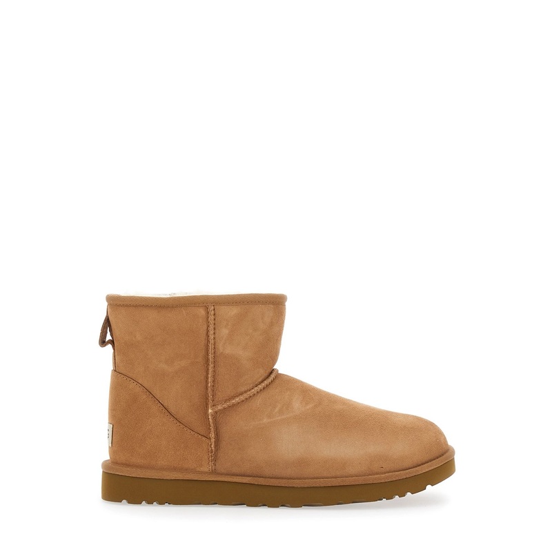 ‘Classic Mini’ Brown Ankle Boots with Logo Patch on the Rear and Shearling Lining in Suede Man