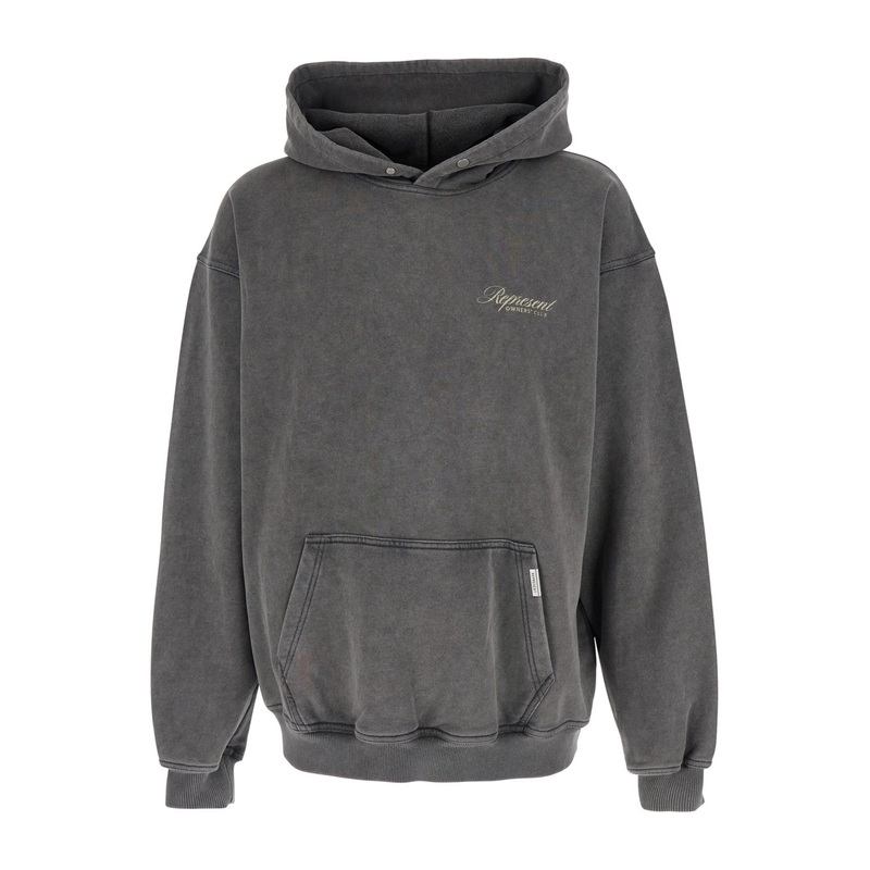 Grey Sweatshirt with Logo Print on Front and Back and Faded Effect in Cotton Man