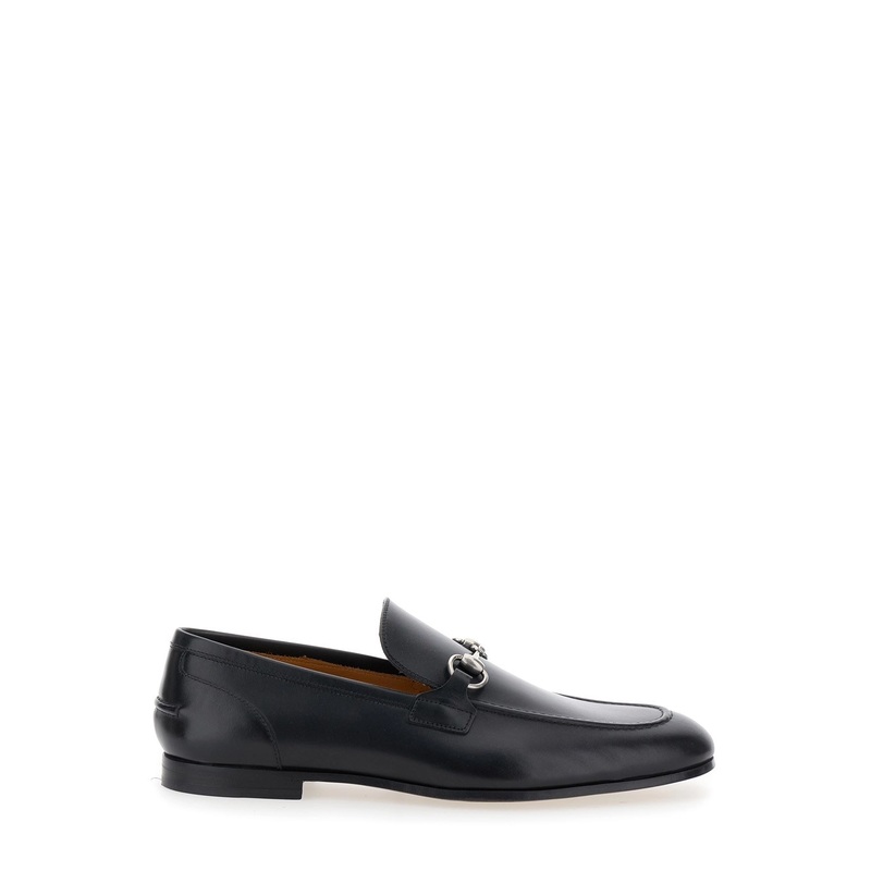 ‘Jordan’ Black Loafers with Horsebit in Leather Man