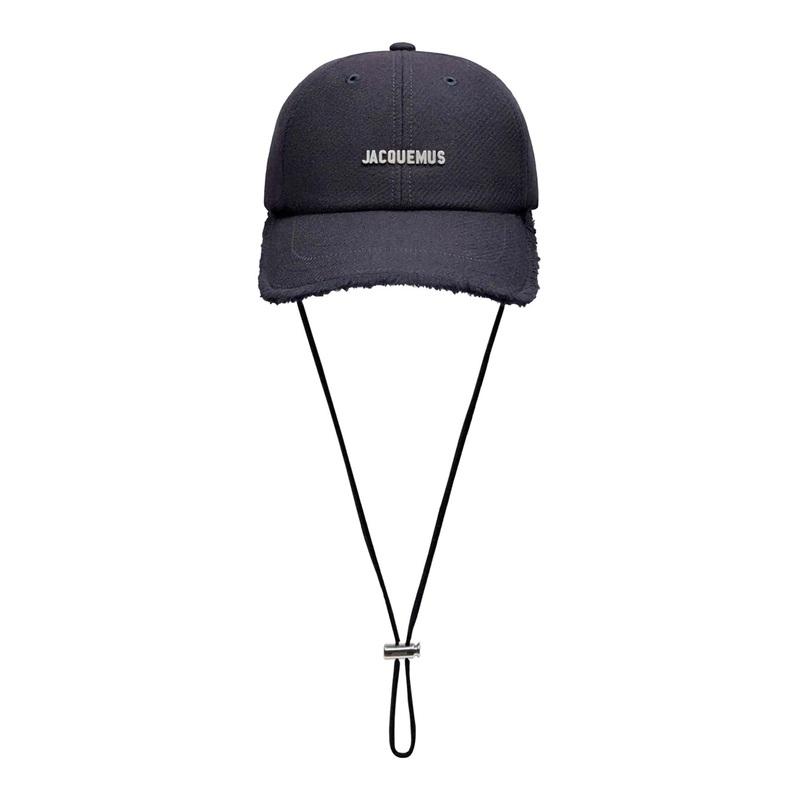 ‘La Casquette Artichau’ Blue Baseball Cap with Adjustable Drawstring and Fringed Hem in Wool Blend Man