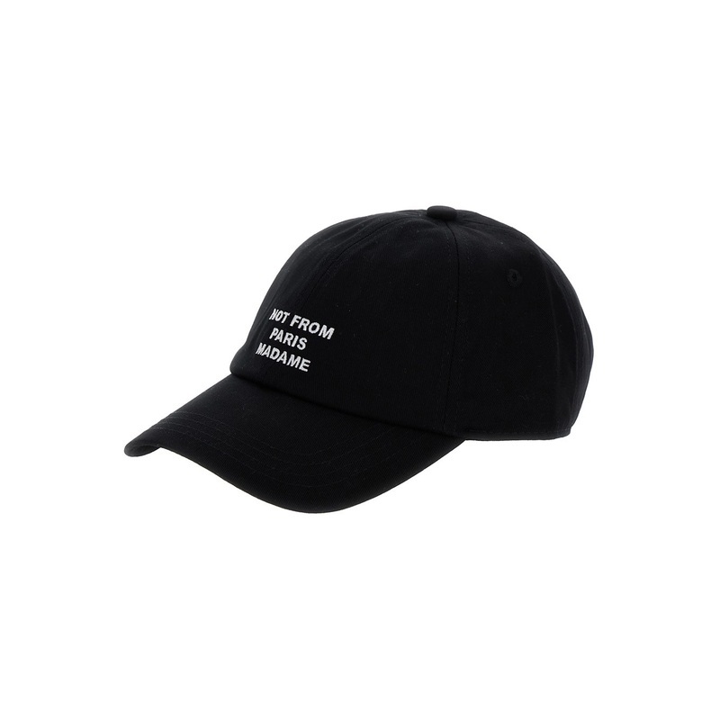 ‘La Casquette Slogan’ Black Baseball Cap with Embroidery in Cotton Man