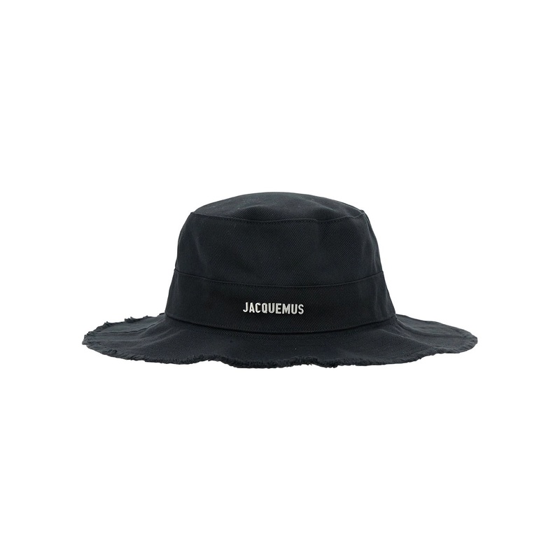 ‘Le Bob Artichaut’ Black Hat with Metal Logo in Canvas Man
