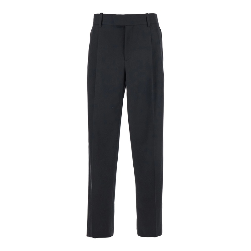 ‘Le Pantalon Golfeur’ Black Pants with Concelaed Front Closure in Wool Blend Man