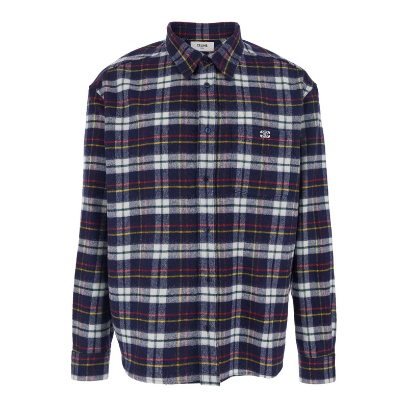 Multicolor Checkered Shirt with Embroidered Logo on the Front in Flannel Man
