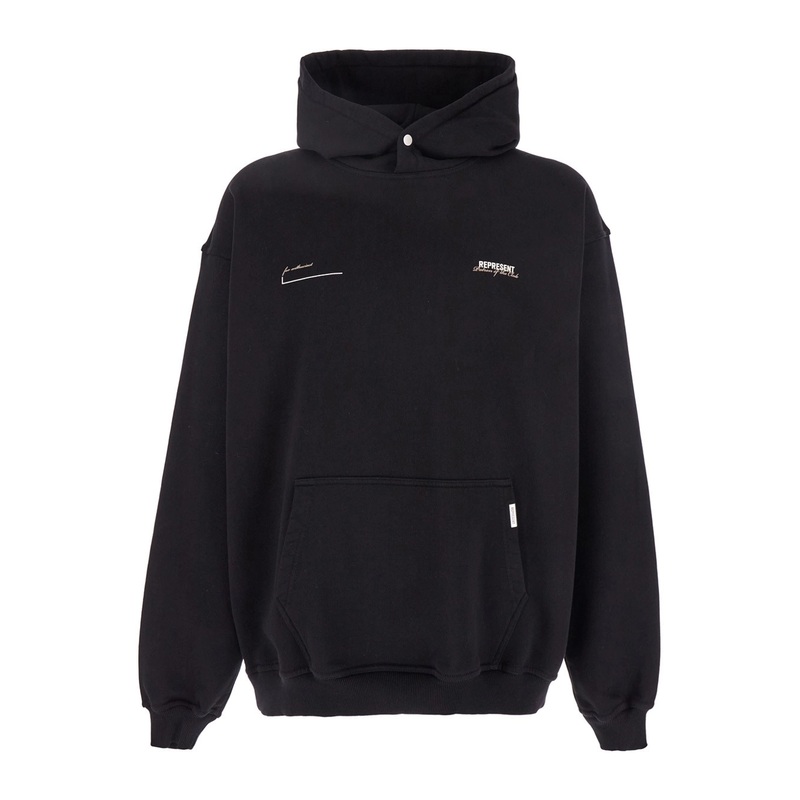 ‘Patron of The Club’ Black Hoodie with Front and Back Logo Print in Cotton Man