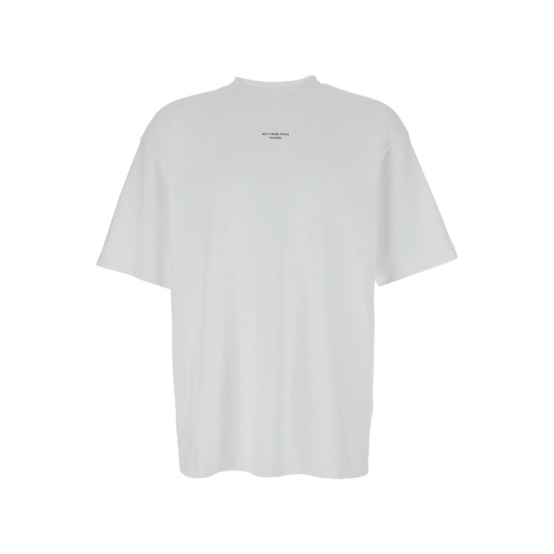 ‘Slogan Classique’ White Classic T-Shirt with Logo Print in Cotton Blend Man