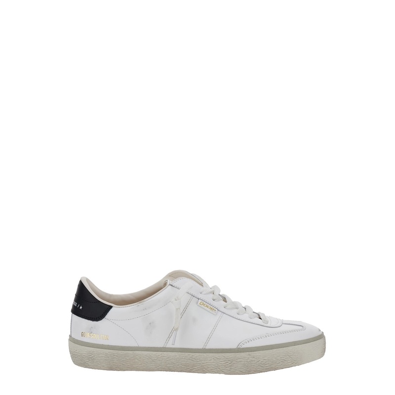 ‘Soul-Star’ White Low Top Sneakers with Logo Patch on the Tongue and Logo Lettering on the Rear in Leather Man
