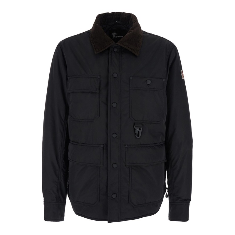 ‘Waterton’ Black Down Jacket with Contrasting Collar and Logo Patch on the Sleeve in Tech Fabric Man