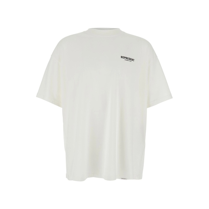 White T-Shirt with Logo on the Front and Maxi Logo on the Back in Cotton Man