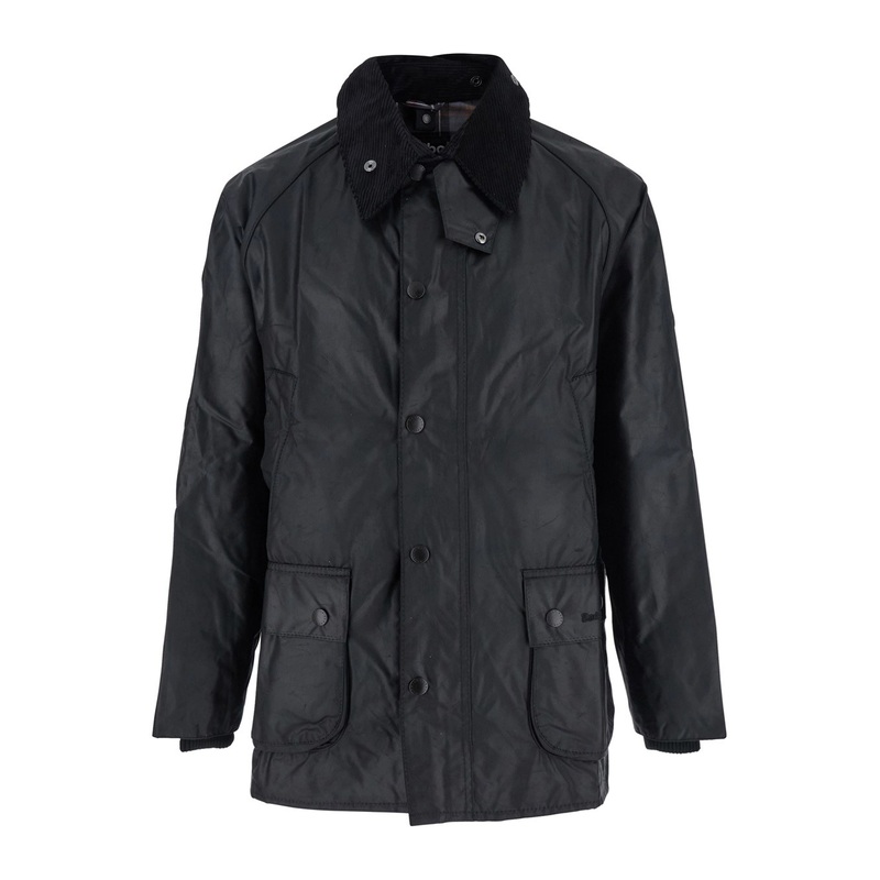 ‘Bedale’ Black Jacket with Embroidered Logo on the Front in Tech Fabric Man