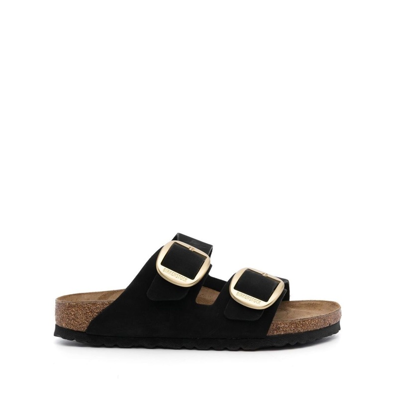 Black ‘Arizona’ Strap-Sandals with Golden-tone Buckle in Leather