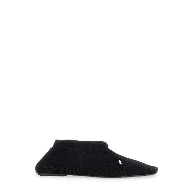 Black Ballet Flats with Bow Detail in Knit Woman