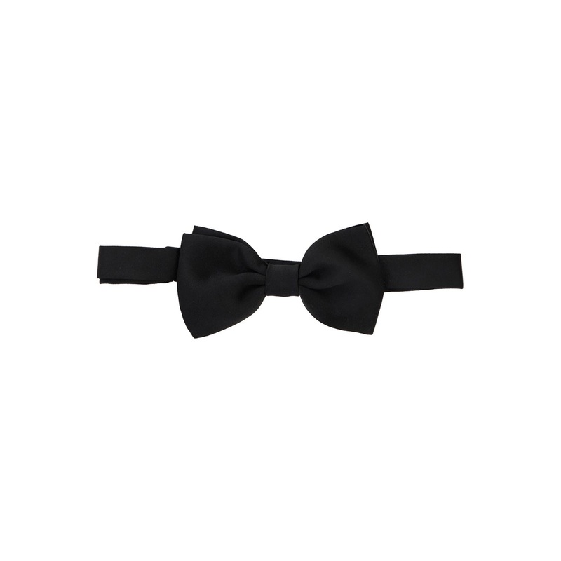 Black Bow Tie with Pre-Tied Design in Cotton Man