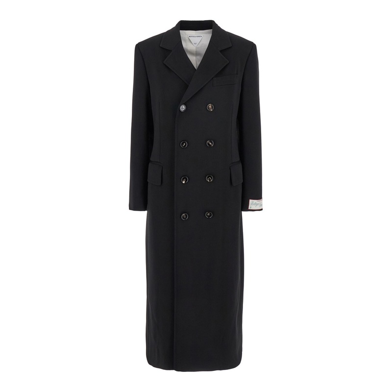 Black Coat with Notched Revers in Rayon Woman