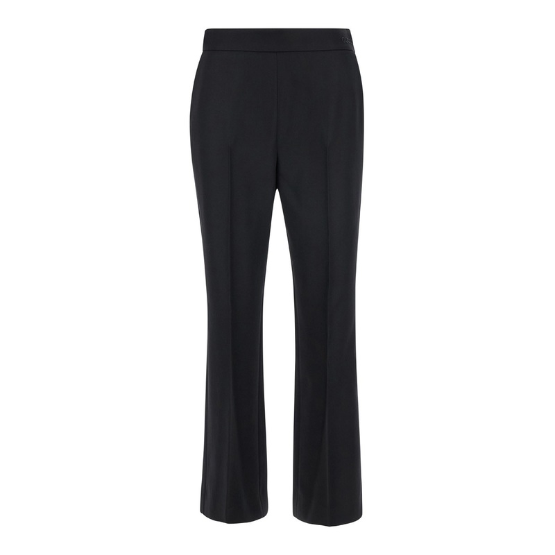 Black Flared Pants with Pences in Wool Woman