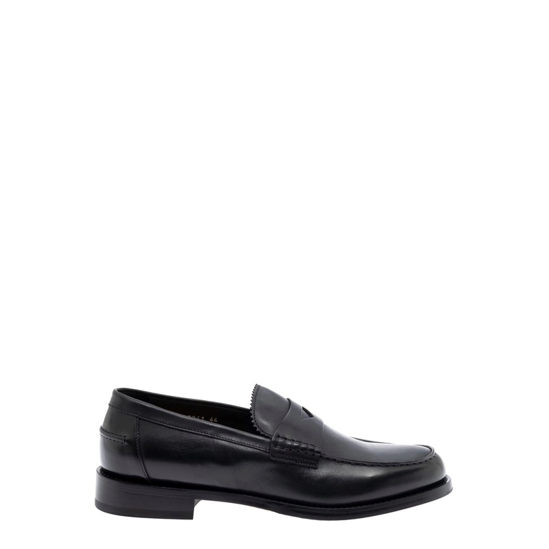 Black Loafers with Almond Toe in Leather Man
