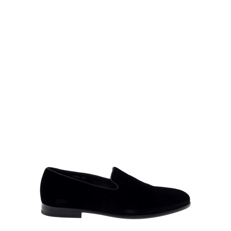 Black Loafers with Slip-On Design and Almond Toe in Leather Man