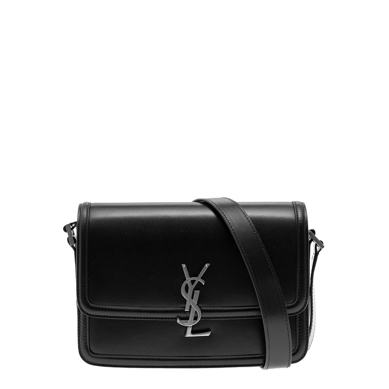 Black Messenger Bag with Cassandre Detail in Smooth Leather Man