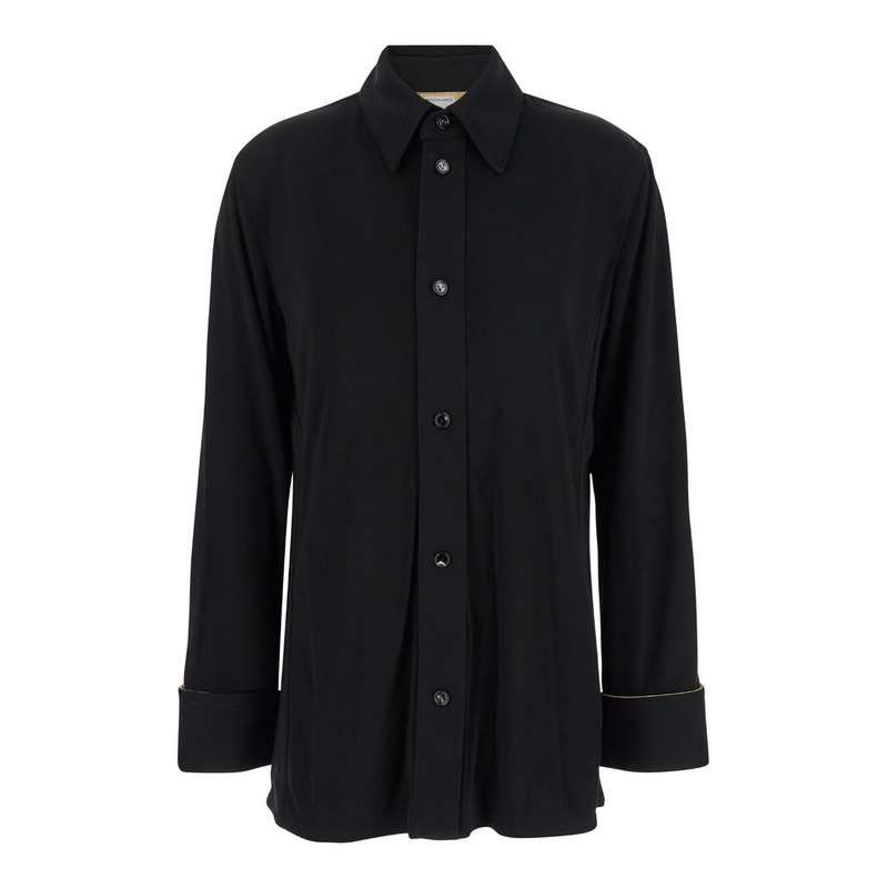 Black Shirt with Notebook Cuffs in Viscose Woman
