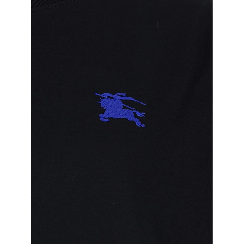 Black T-Shirt with Embroidered Logo on the Chest in Cotton Man