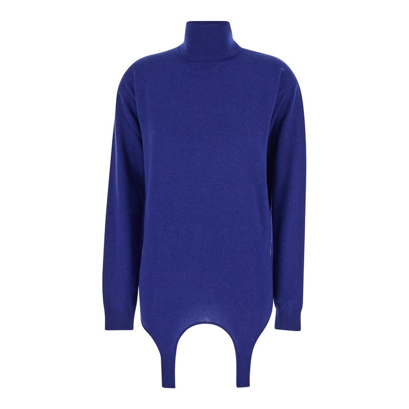 Blue Garter Turtleneck Sweater in Cashmere Woman