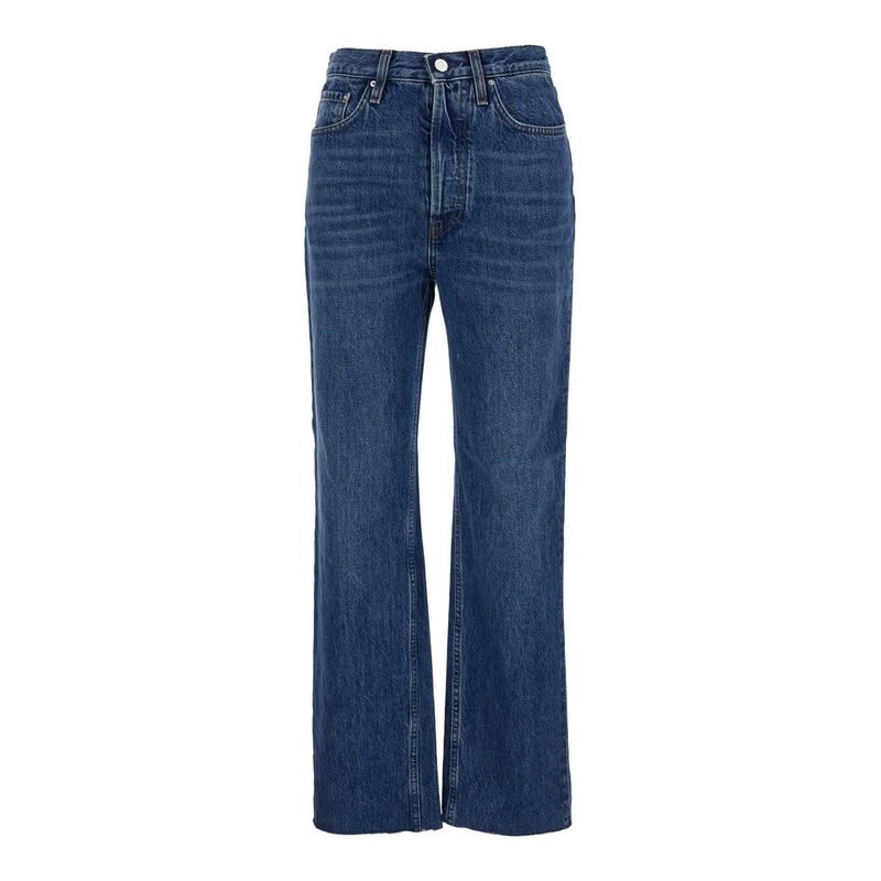 ‘Classic Cut’ Blue Jeans with Logo Patch in Denim Woman