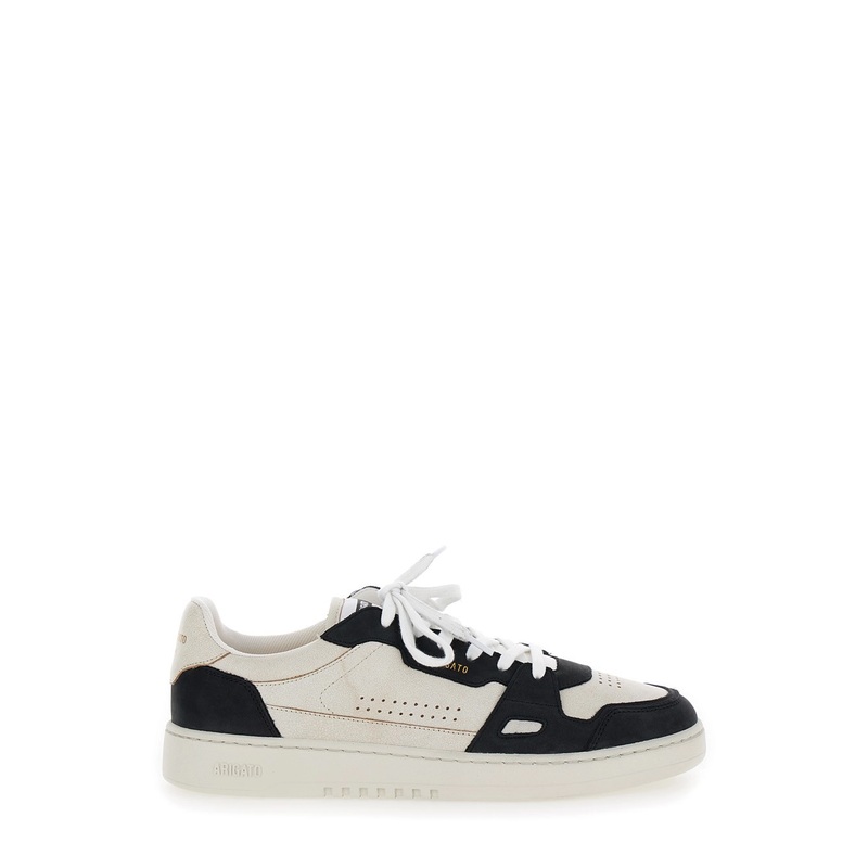 ‘Dice Lo’ Black and Beige Two-Tone Sneakers in Calf Leather Man