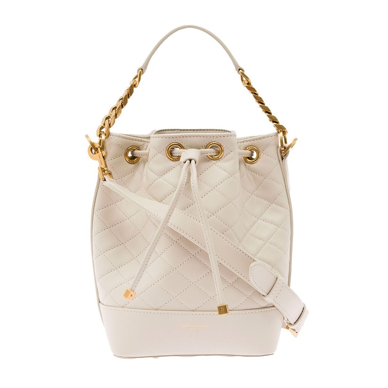Emmanuelle ivory colored Leather Crossbody Bucket Bag Saint Laurent Woman
