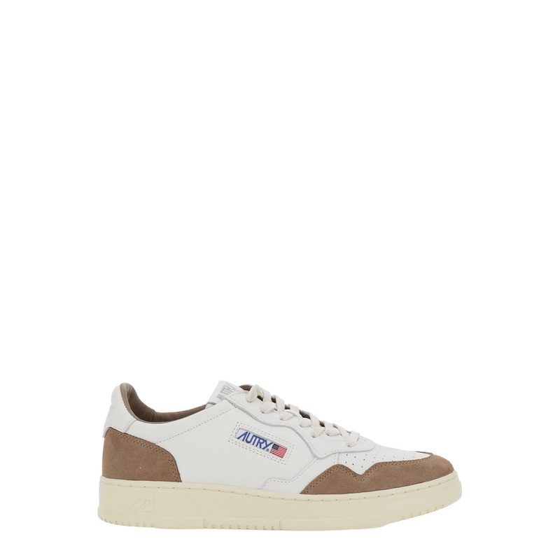 ‘Medalist Low’ White Low Top Sneakers with Side Logo Detail in Leather Man