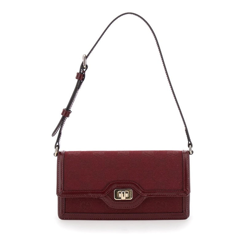 Mini Borsa a Spalla con Chiusura a Girello in GG Canvas Rosso Ancora Donna