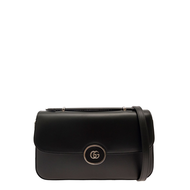 ‘Petite GG’ Black Shoulder Bag with Double G Detail in Leather Woman