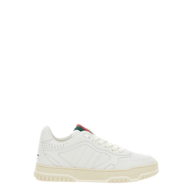 ‘Re-Web’ White Low Top Sneakers with Web Detail and Embossing in Leather Woman