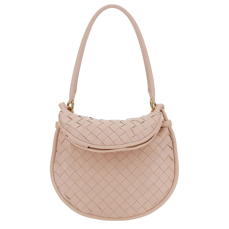 ‘Small Gemelli’ Pink Shoulder Bag with Intrecciato Motif in Leather Woman