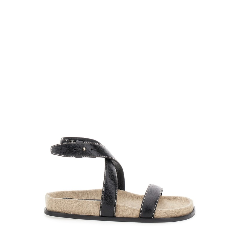‘The Chunky’ Black Sandals with Straps in Leather Woman