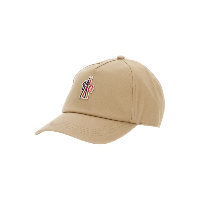 Beige Baseball Cap with Logo Patch on the Front in Cotton Woman