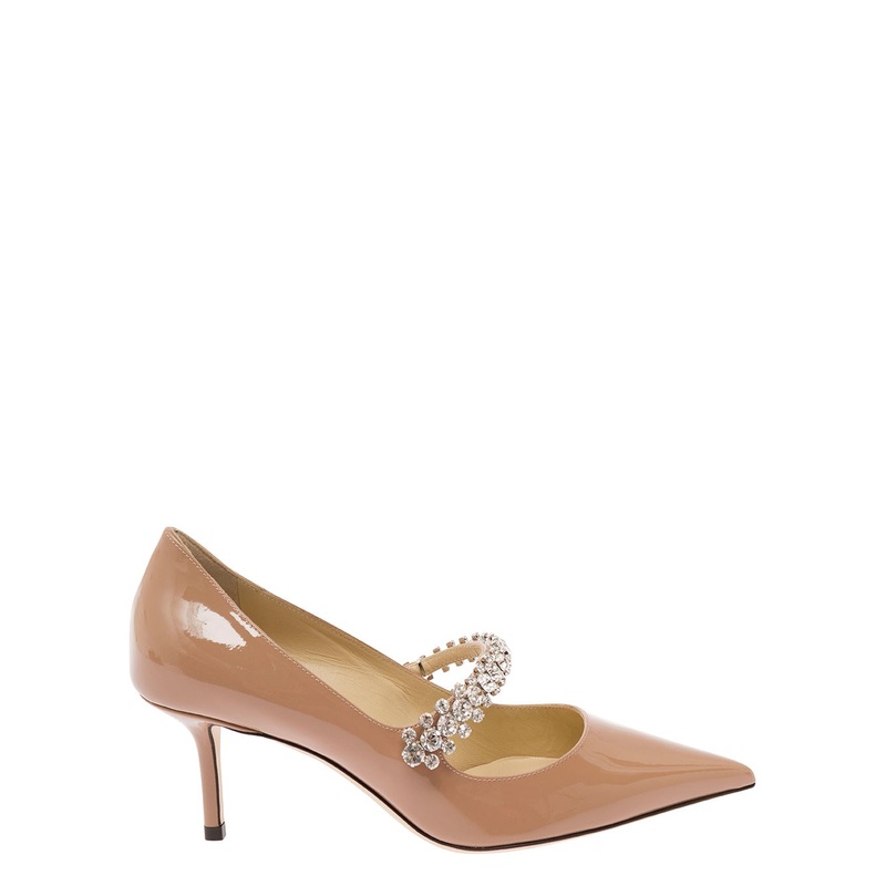 ‘Bing’ Pink Pumps with Crystal Embellishment in Patent Leather Woman