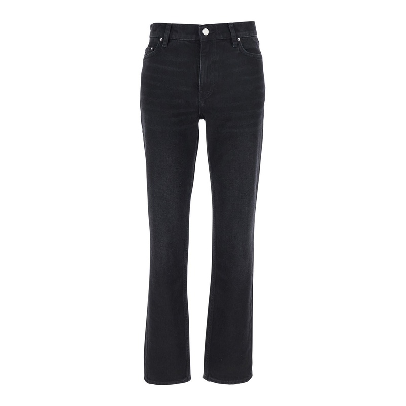 Black Flared Jeans with High Waist and Patch Logo on the Rear in Denim Woman