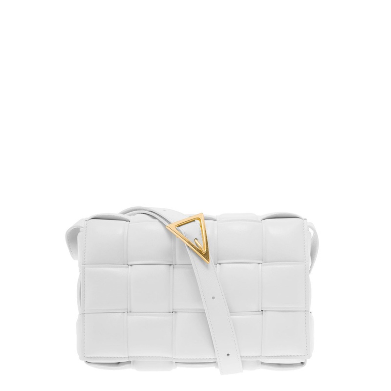 Bottega Veneta Woman Padded Cassette White Leather Crossbody Bag