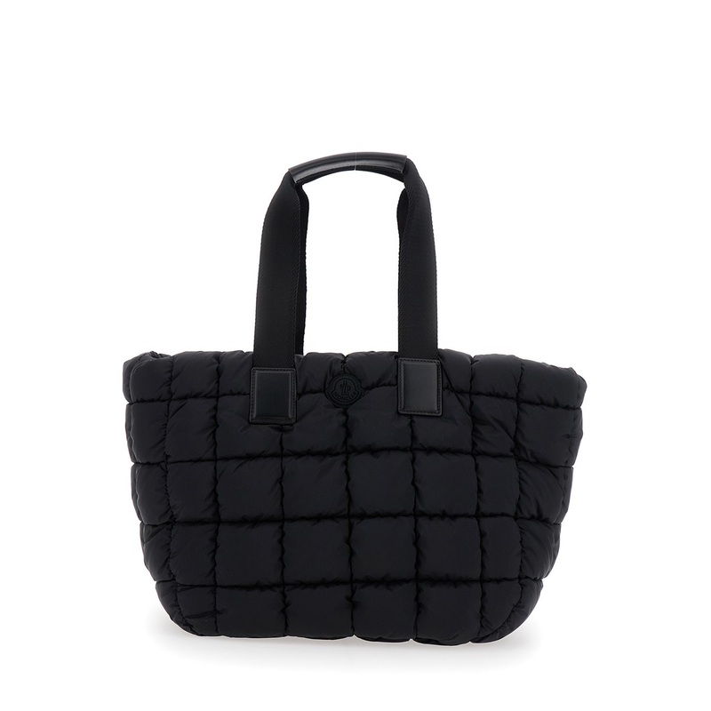 ‘Caradoc’ Black Handbag with Logo Patch on the Front and Zip Closure in Tech Fabric Woman