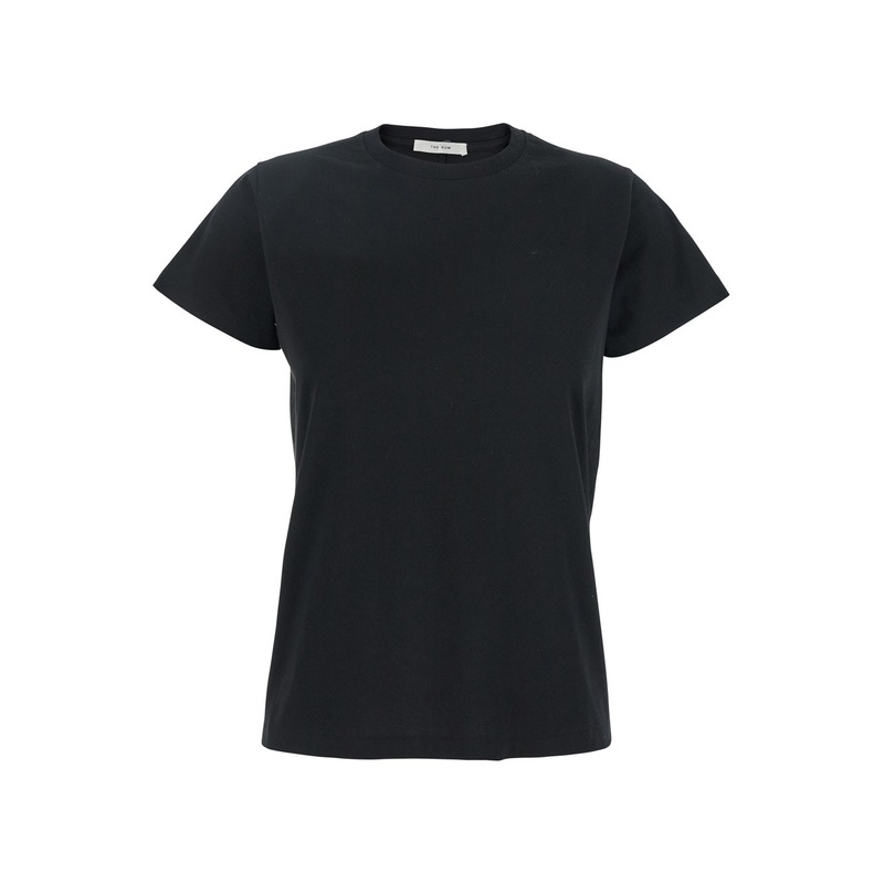 ‘Florine’ Black Crewneck T-Shirt in Cotton Woman