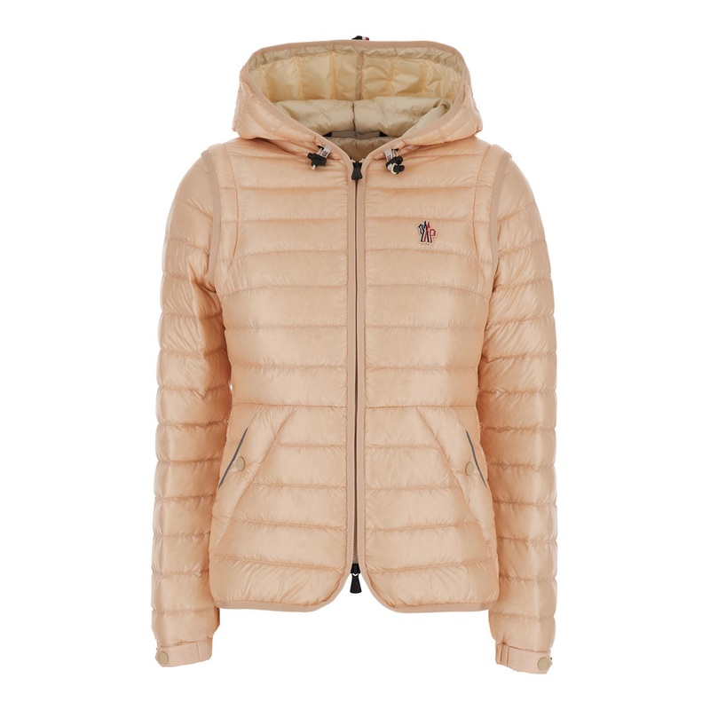 ‘Karura’ Pink Down Jacket with Logo Applied on the Chest in Tech Fabric Woman